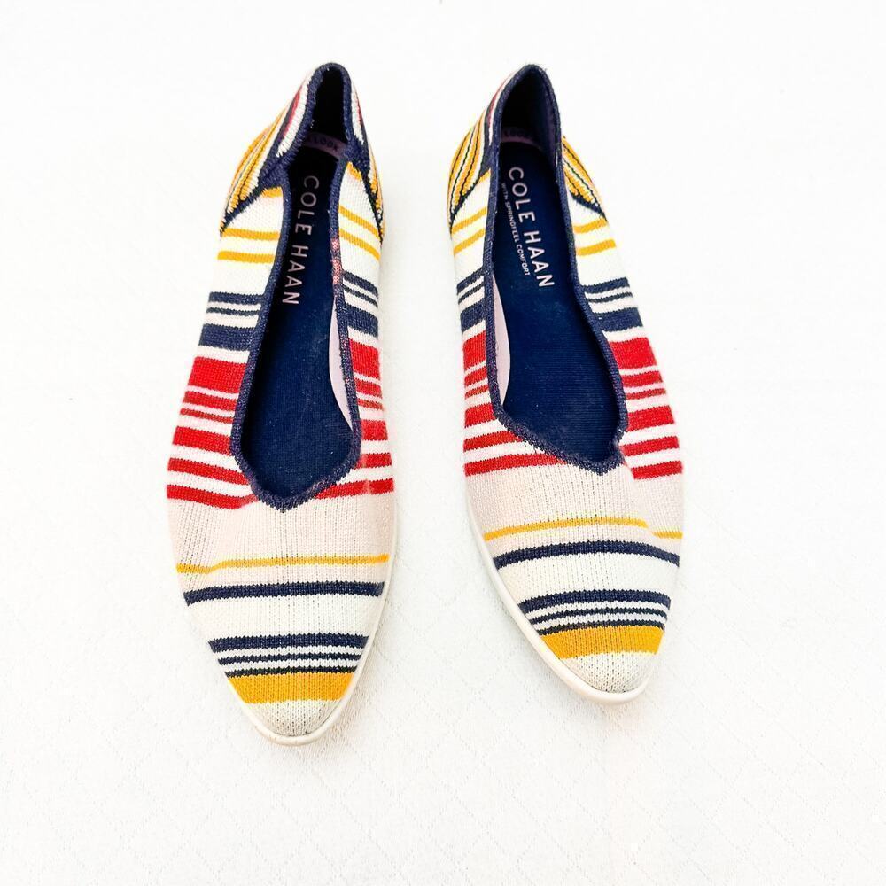 Cole Haan Grand O.S Striped Pointy Toe Flat Multicolor SZ7.5 B